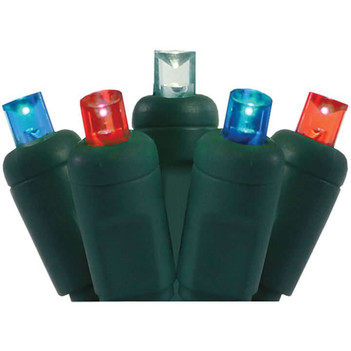 35 Multi-Color LED Wide Angle Christmas String Lights - 12 ft Green Wire