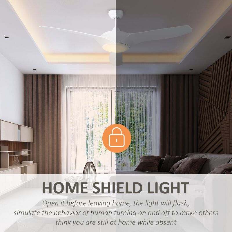 White Modern Lighting: Ceiling Fan with LED Light and Remote with Remote Controller