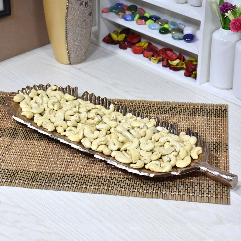 Handmade Decorative Gold Color Coated 17.99 x 6.29 x 1.18 Inches Aluminium Tray 035AB BBH Home's