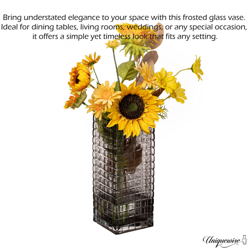 10-Inch Square Frosted Grey Vase