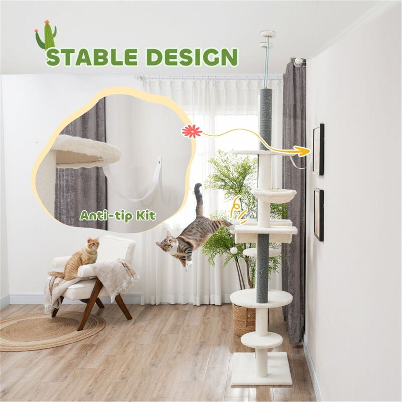 Cat Tree Sturdy Scratching Post and Climbing Tower with Cozy Perches for Cats