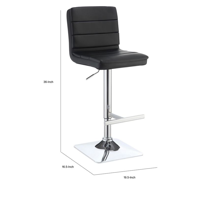 Casual Armless Adjustable Bar Height Stool, Black, Set of 2 - Benzara