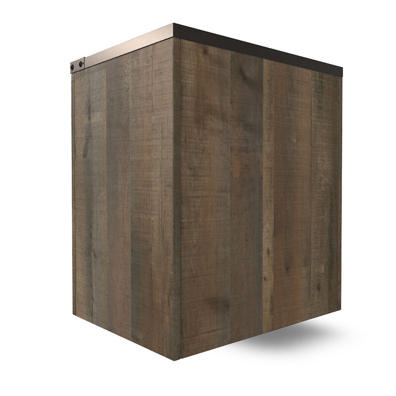 Zoey Nightstand w 2 Drawers, USB Port, Rustic Brown Plank Details - Benzara