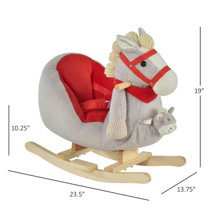 Toddler Rocking Horse, Plush Ride-On Toy for Babies with Soft Seat and Safety Handles