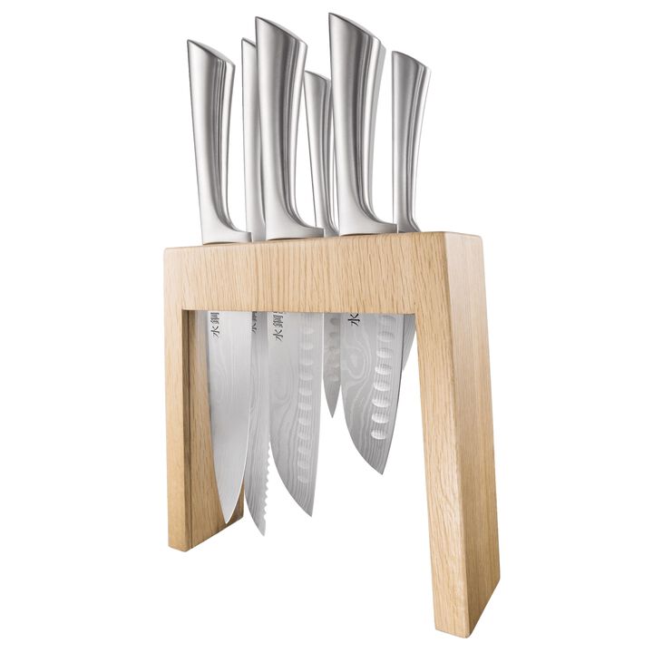 Damashiro® 7 Piece Mizu Knife Block Oak
