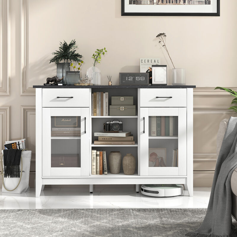 Sideboard Buffet Cabinet with 2 Drawers and 4 Adjustable Shelves