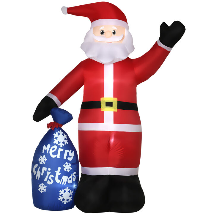 8ft Inflatable Christmas Santa Claus with Gift Bag LED Display for Lawn Garden