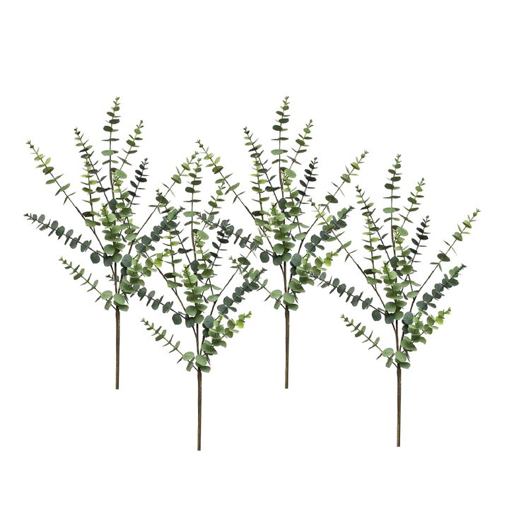 Set of 4 Eucalyptus Leaf Foliage Sprays for Floral Arrangements and Home Décor