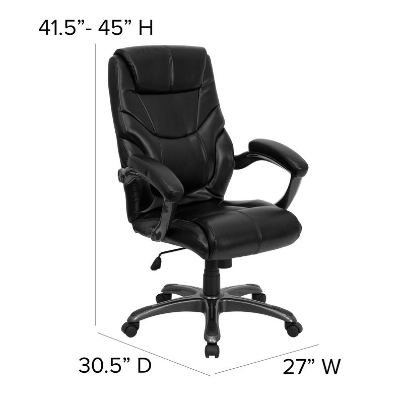 Greer High Back Black LeatherSoft Executive Swivel Ergonomic Office Chair with Arms