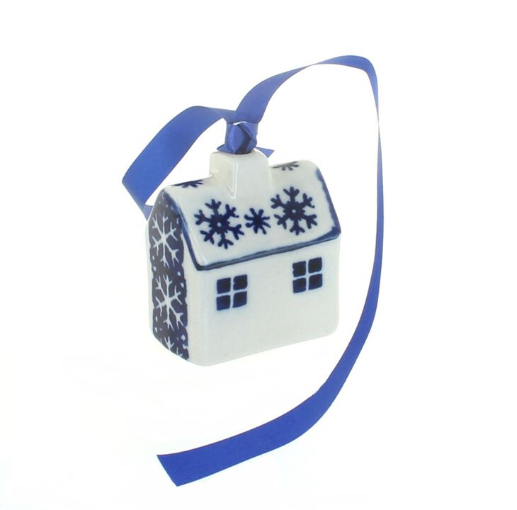 Blue Rose Polish Pottery Festive Fir Cabin Ornament