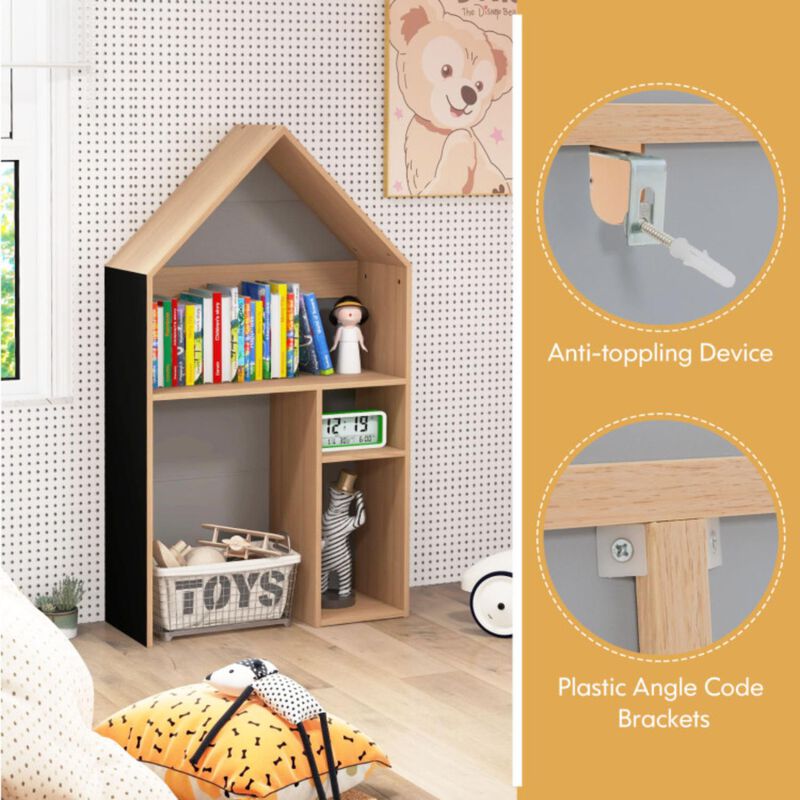 Hivvago 2-in-1 Kids House-Shaped Table and Chair Set-Gray