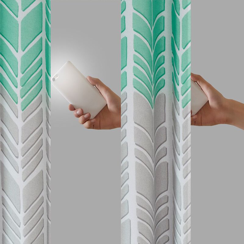 Aqua Geometric Printed Blackout Window Panel, Belen Kox