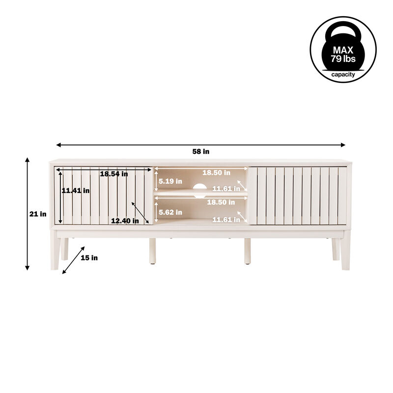 Gennaro Farmhouse 3-Storage Sliding Door TV Stand Fits TVs with Cable Management