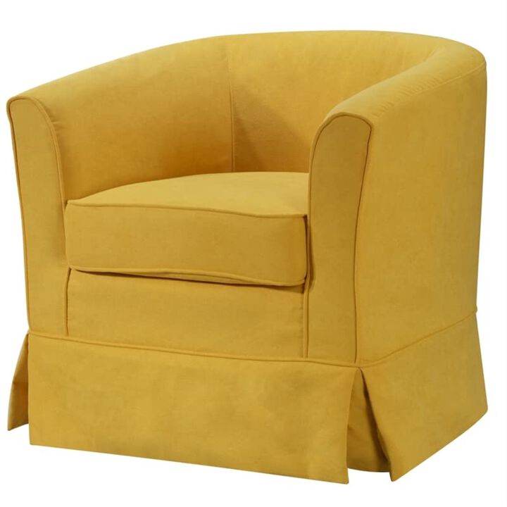 Tucker Yellow Woven Fabric Swivel Barrel Chair