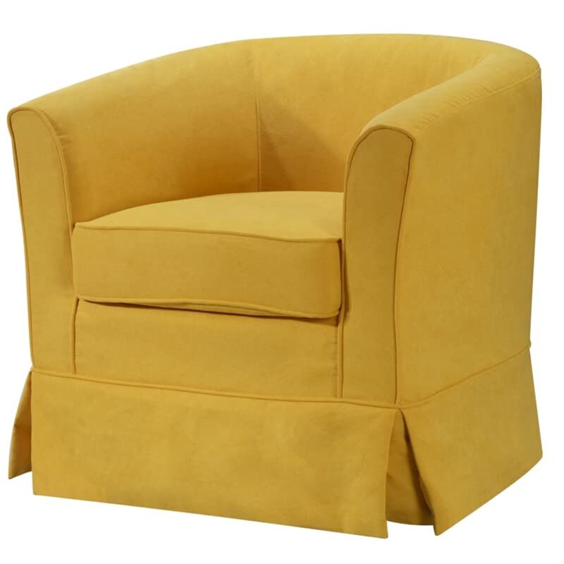 Tucker Yellow Woven Fabric Swivel Barrel Chair