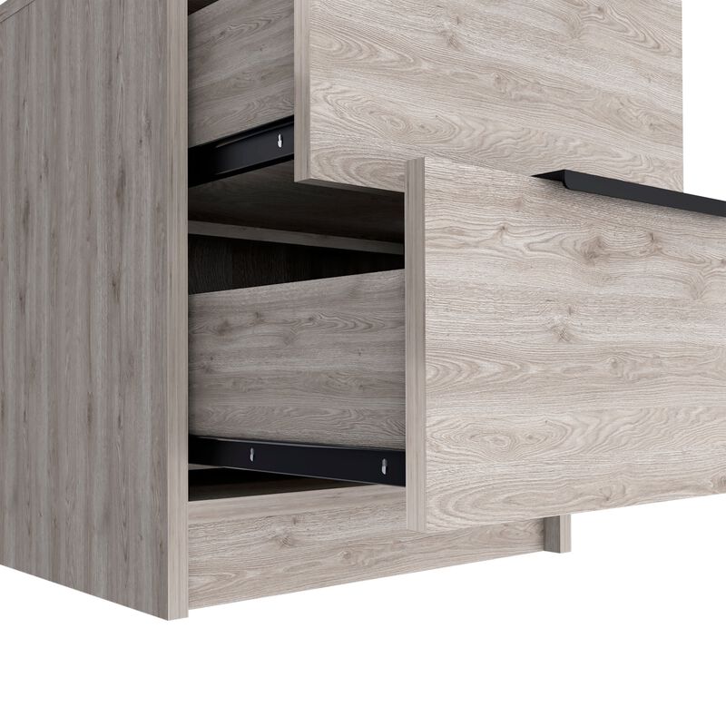 Modern Nightstand 19" H, Two Drawers, Light Gray