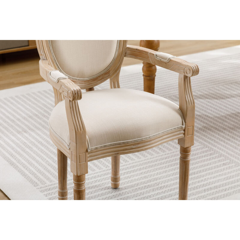 French Style Solid Wood Dining Chair, Set Of 2, Cream