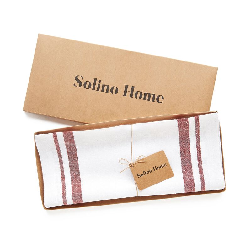 Solino Home 100% Pure Linen Table Runner | French Stripe