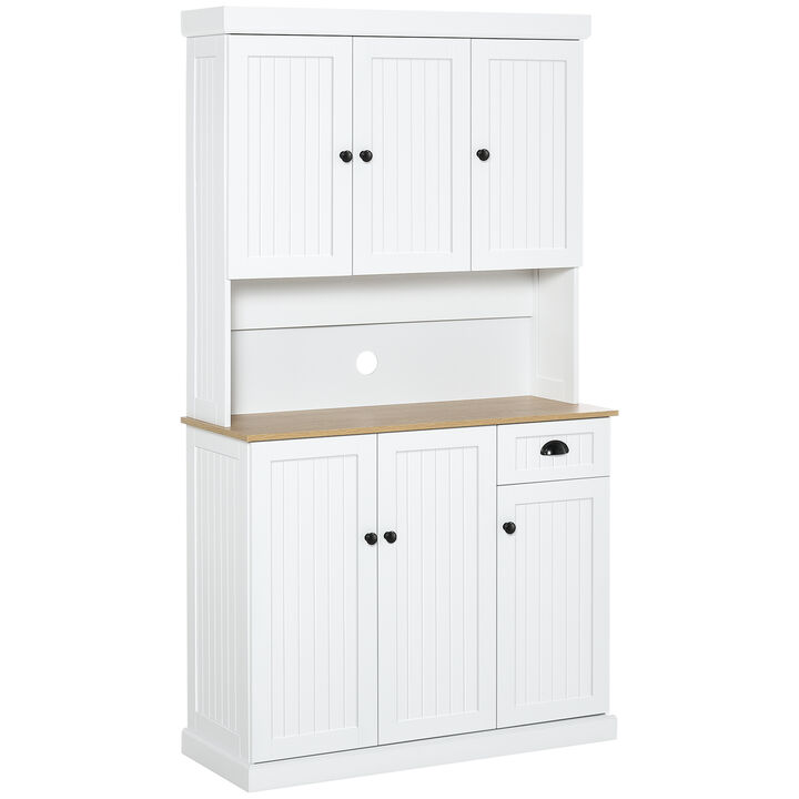71" Modern Freestanding Kitchen Pantry Cabinet with Adjustable Shelves & Drawer