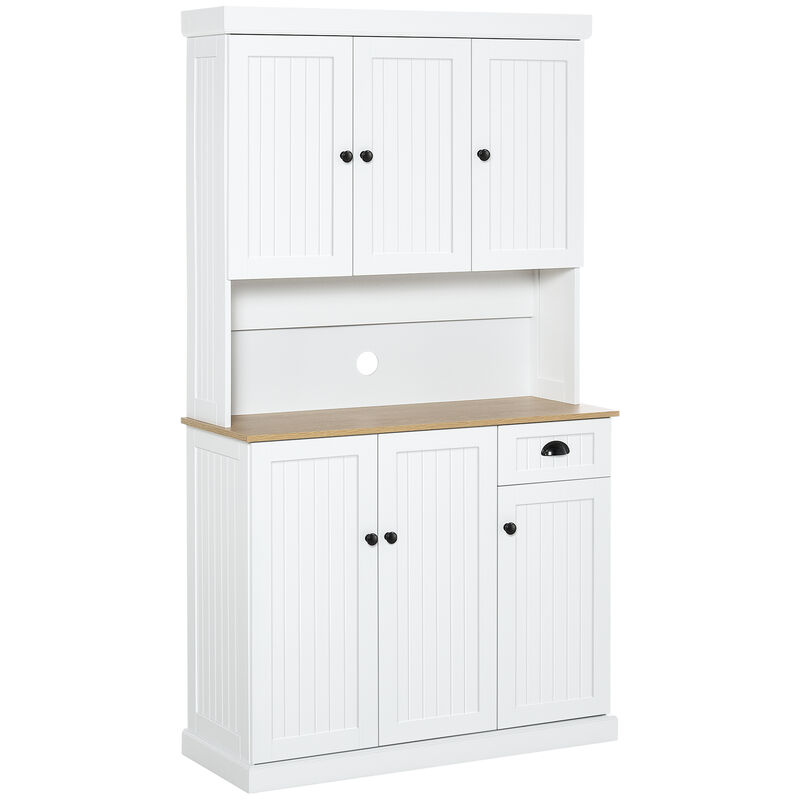 71" Modern Freestanding Kitchen Pantry Cabinet with Adjustable Shelves & Drawer
