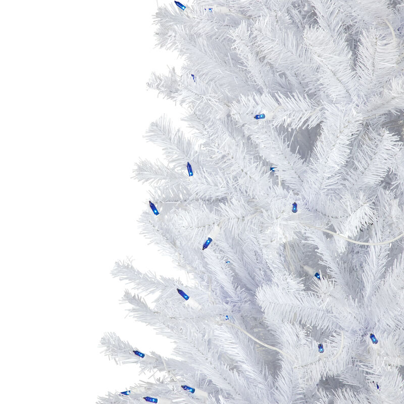 6.5’ Pre-Lit Slim Geneva White Spruce Artificial Christmas Tree  Blue Lights