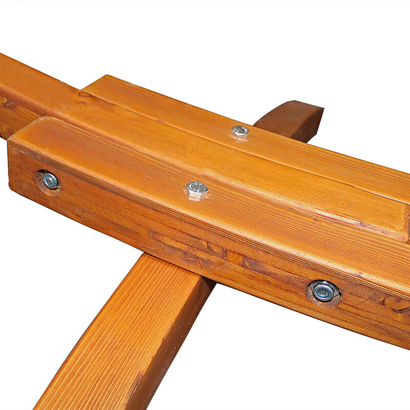 Sunnydaze Curved Wooden Arc Hammock Stand with Hooks and Chains