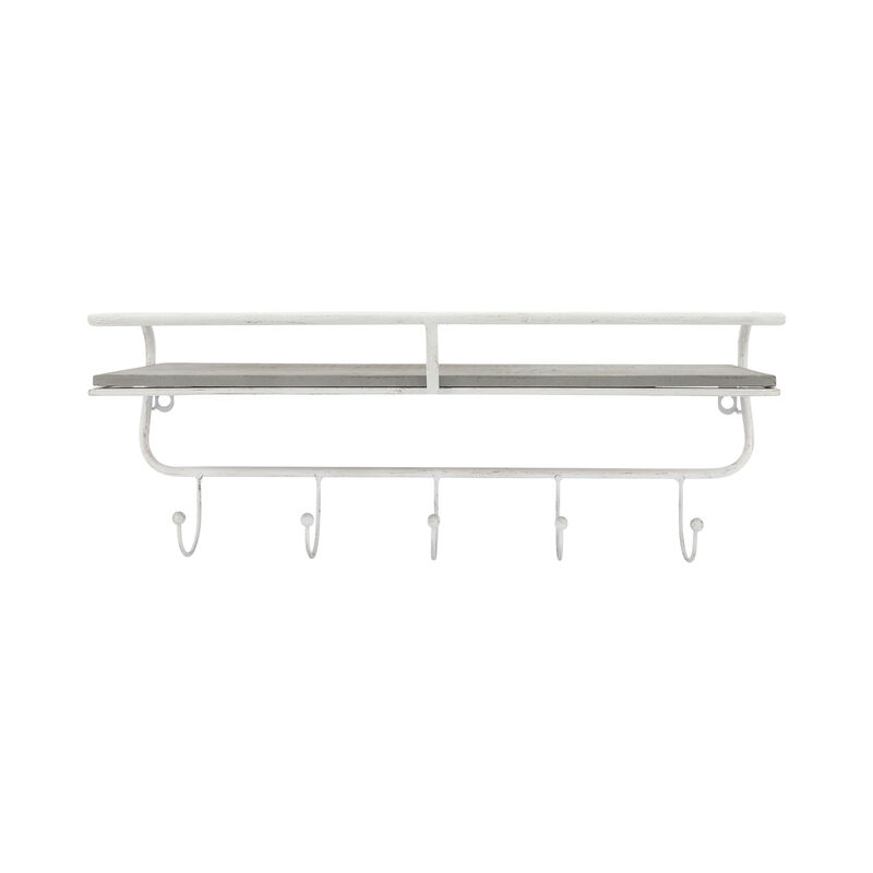 20" 5 Hook Wall Shelf
