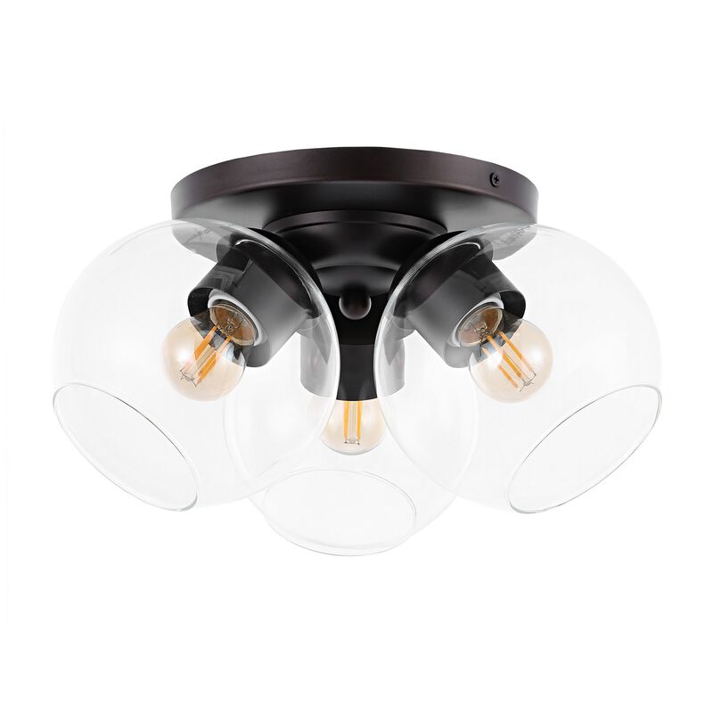 Iris Farmhouse Rustic Iron/Glass LED Semi Flush Mount