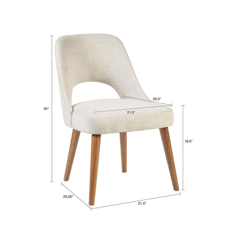 Starlight Canyon Home Beige Upholstered Side Chairs with Rubber Wood Legs – Set of 2 for Dining