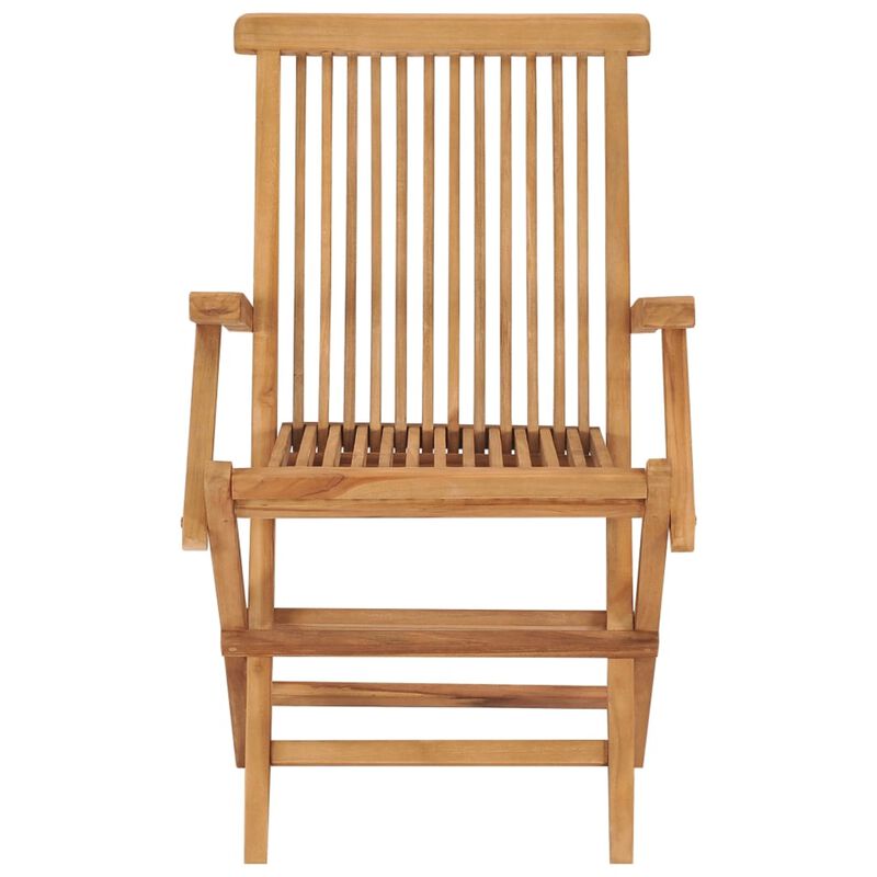 vidaXL Garden Chairs with Gray Cushions 2 pcs Solid Teak Wood
