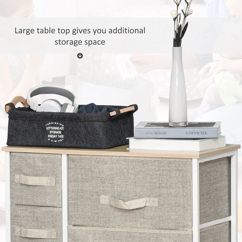 Gray Bedroom Organizer: 7-Drawer Fabric Dresser with Metal Frame