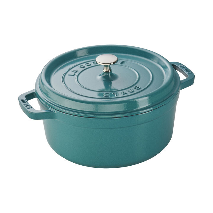 Staub Cast Iron Round Cocotte, Dutch Oven, 4-quart, serves 3-4, Made in France, White Staub Cast Iron Round Cocotte, Dutch Oven, 4-quart, serves 3-4, Made in France, White