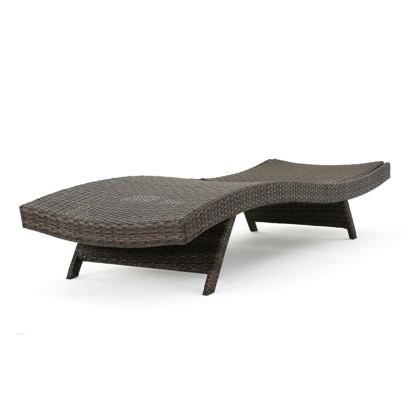 Mach Chaise Lounger, Mocha Brown Outdoor Rattan Wicker, Curved, 79 Inch