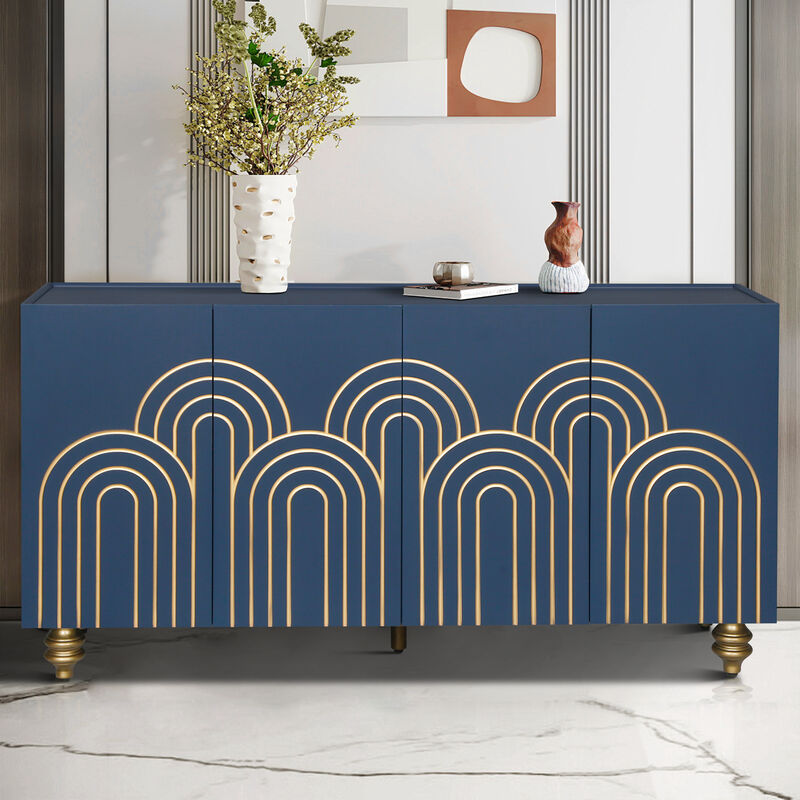 Merax Modern Fluted Sideboard Buffet Storage Cabinet