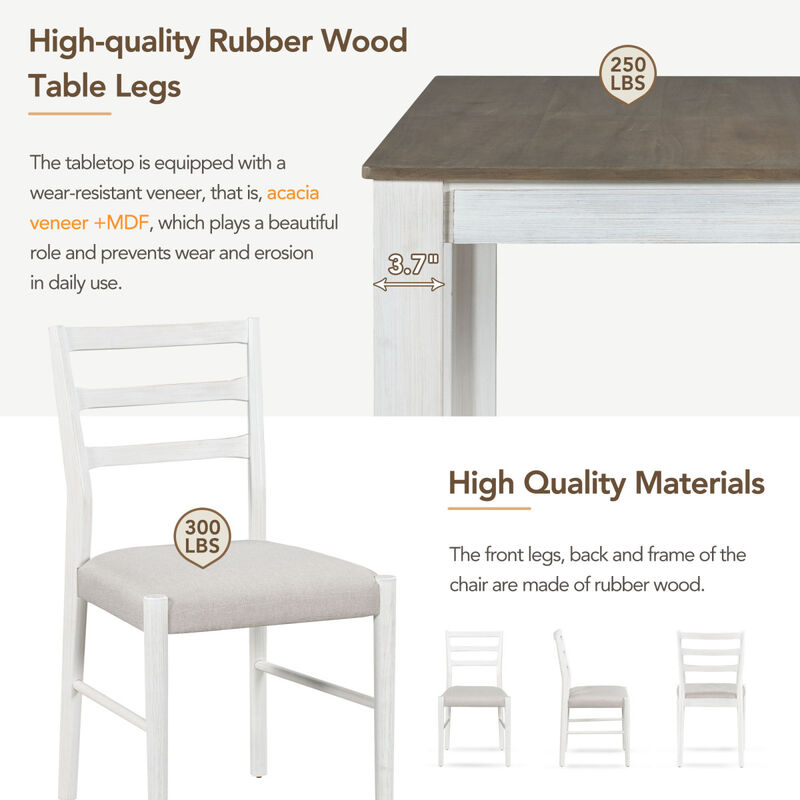 7-Piece Wooden Dining Table Set Mutifunctional Extendable Table With 12" Leaf And 2 Drawers