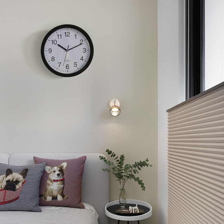 Contemporary Black Wall Mounted Plastic Clock with Hidden Storage Door - Secret Interior Compartment, Hidden Safe for Storing Valuables - 10 Inch Dia - Stylish Home Security and Organization Solution with Modern Elegance