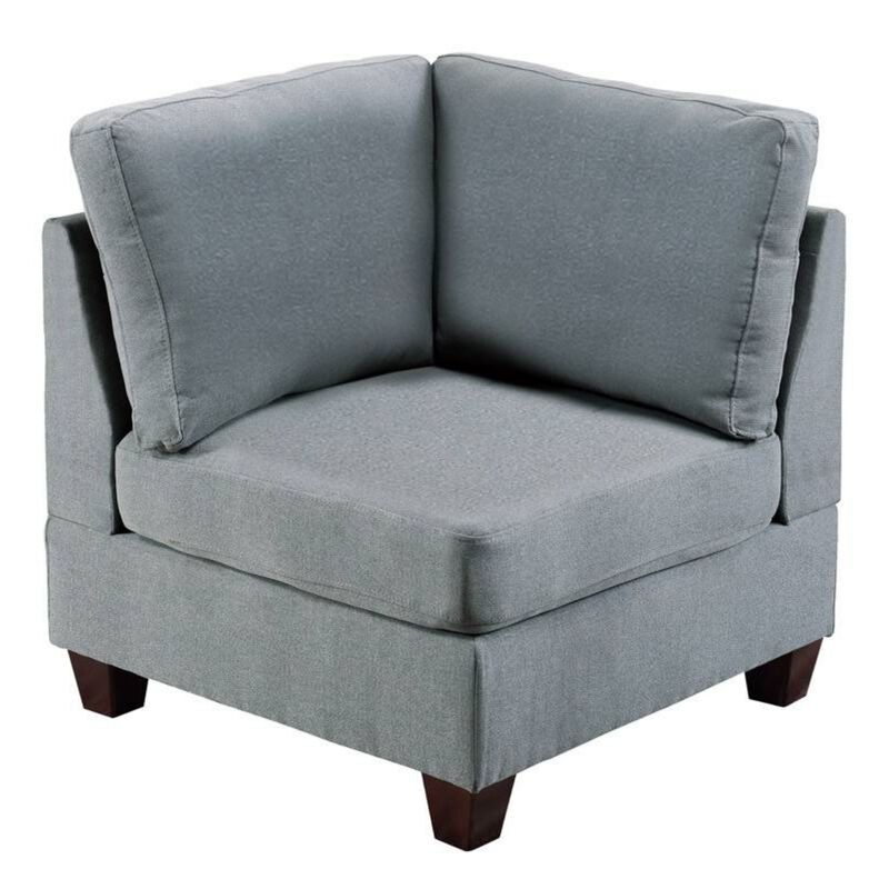 Modular 6pc Sofa Set Loveseat Couch Linen-Like Fabric with Ottoman