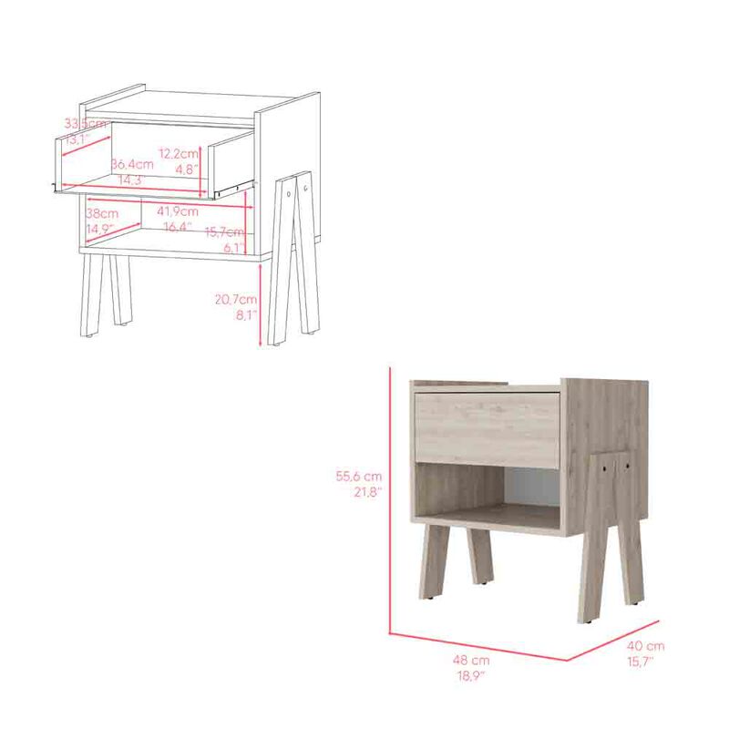 Nightstand Ferku, Bedroom, Light Gray