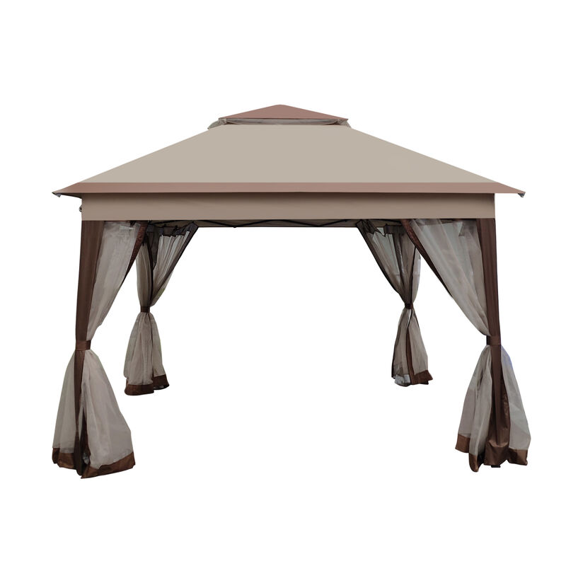 Outdoor 11X 11FT Pop Up Gazebo Canopy With Removable Zipper Netting, 2-Tier