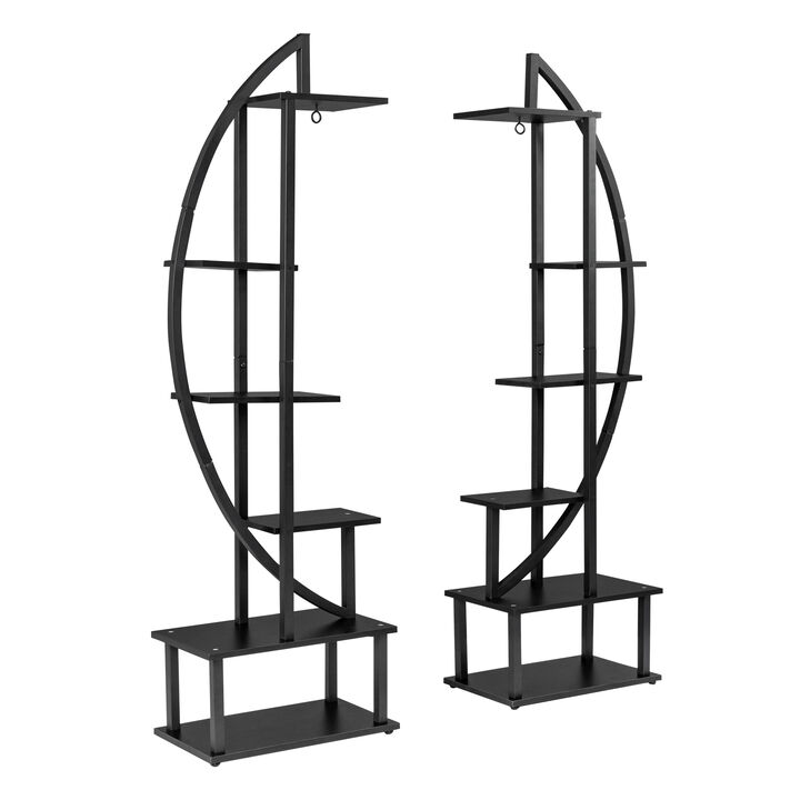 6-Tier Half Moon Plant Stand Set of 2, Outdoor & Indoor Flower Display