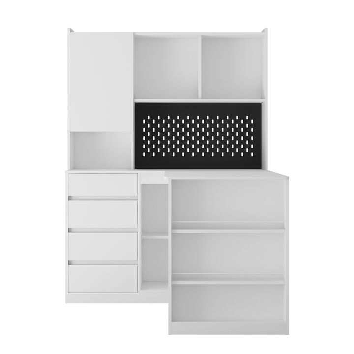 Space-Saving L-Shaped Desk with Ample Workspace, Built-In Charging Station