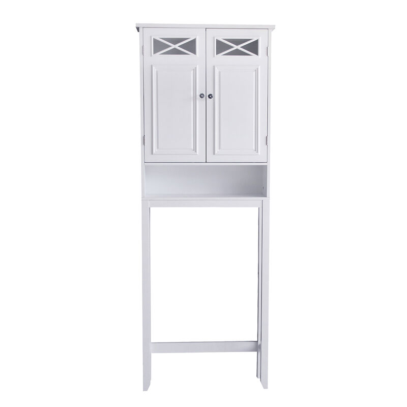Teamson Home Dawson Wooden Space Saver with Cross Molding and 2 Doors, White