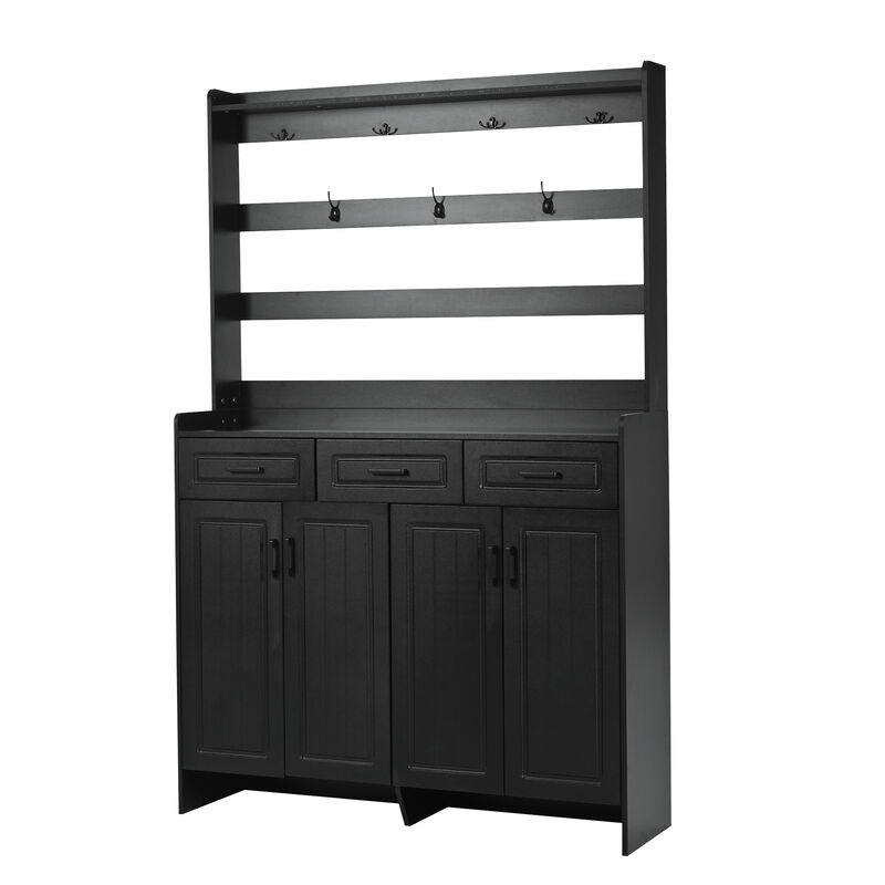 Merax 4-Door Shoe Cabinet with Coat Rack