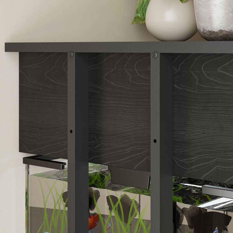 FUFU&GAGA Reptile Cabinet with 3 Doors, Adjustable Top & Front Panels, Water-Resistant Base, Metal Frame with Black Wood Grain Finish, (52" Lx 24"W x 62.8"H), Black