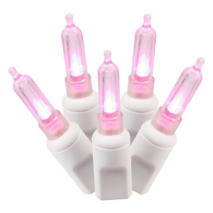 Vickerman  100Lt LED Bulb Pink & White Wire Italian End Connecting 4 in. x 34 ft. LED Bulb