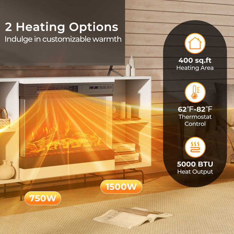 3-Sided Glass Electric Fireplace Heater with Remote Control for Modern Living Room Ambiance