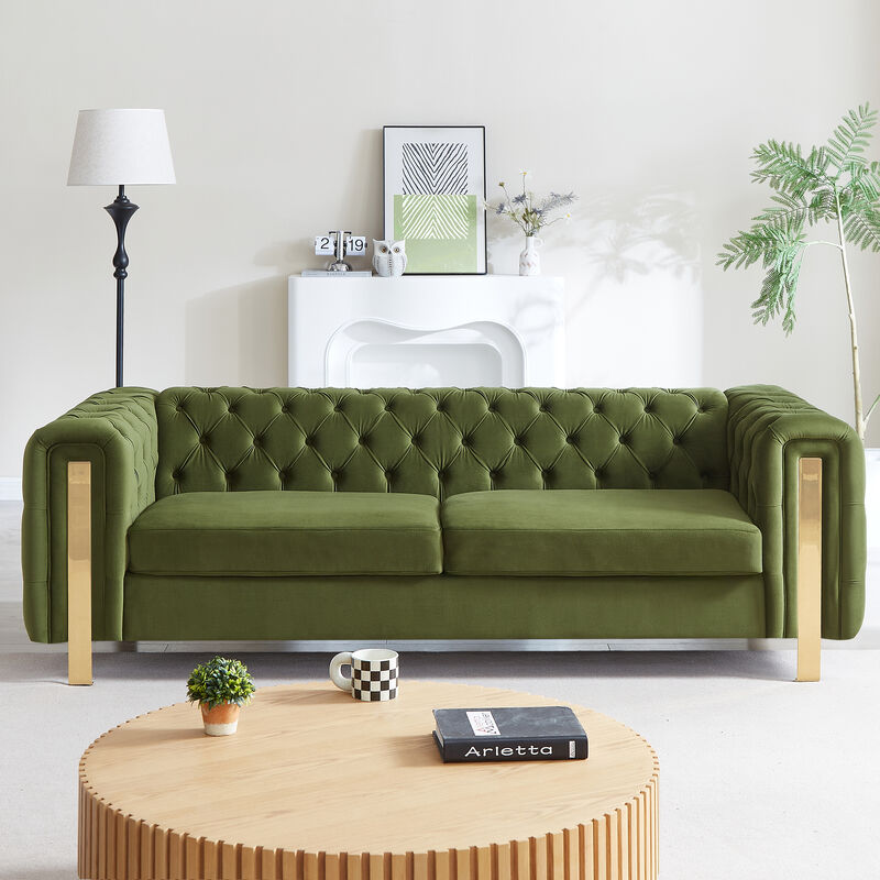 Merax 3-seat Velvet Sofa with Tufted Back and Arm