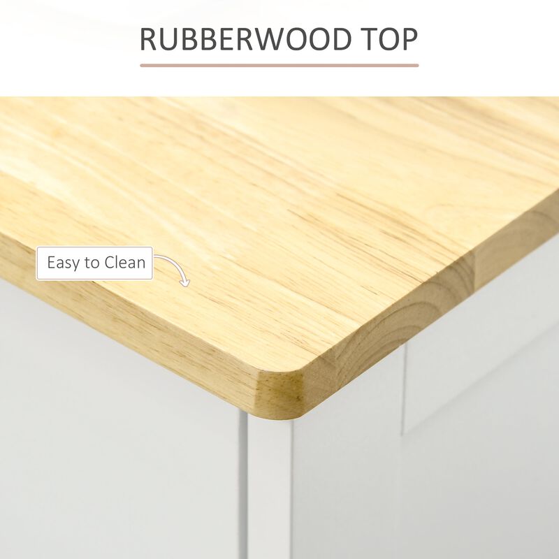White Kitchen Buffet: 3-Door Sideboard with Drawers and Shelf
