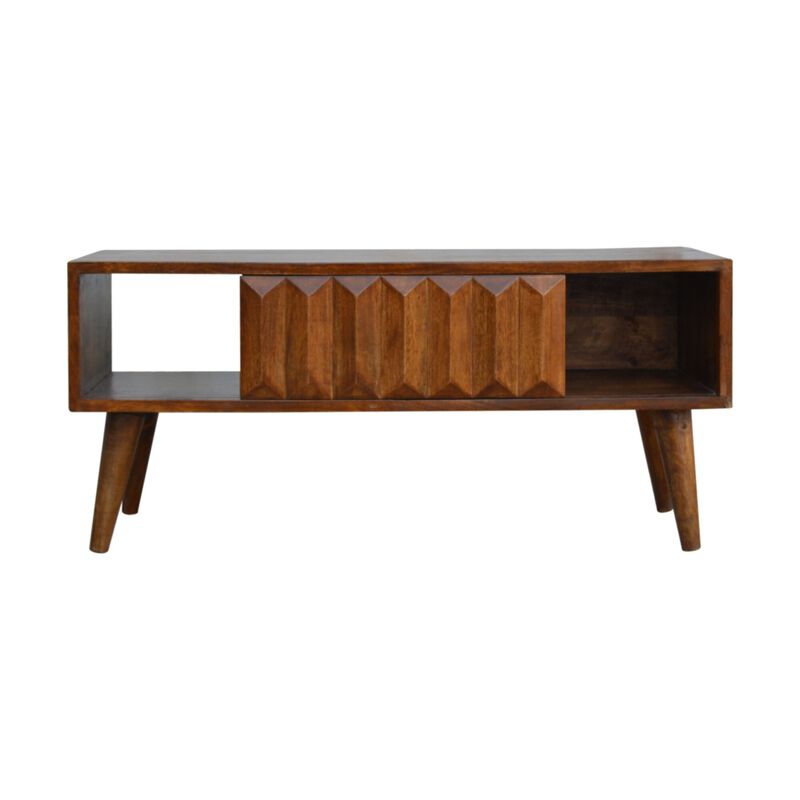 Solid Wood Chestnut Prism Sliding Door Media Unit