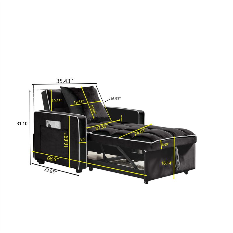 Three-in-one sofa bed chair folding sofa bed adjustable back into a sofa recliner single bed adult modern chair bed